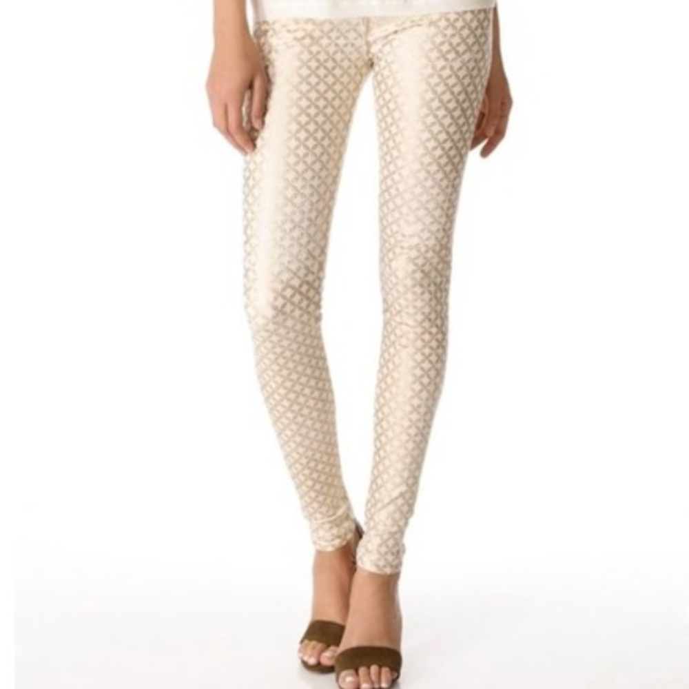 Mother Jeans The Looker Skinny Creme De Love Gold